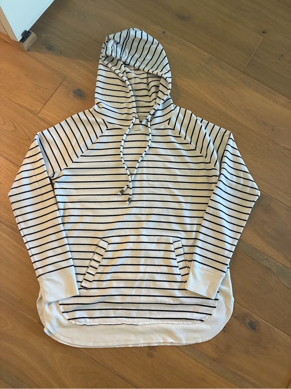 Maurices Cream and Black Striped Hoodie